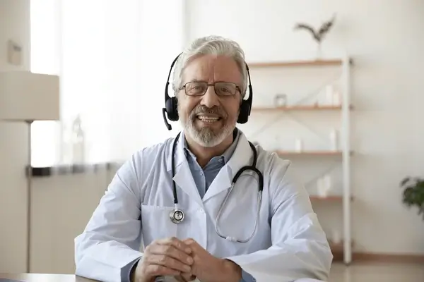 Doctor en videollamada